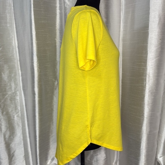 Ady P Yellow V Neck High Low Rayon Blend Womens S Short Sleeve T Shirt NWT - Picture 3 of 9